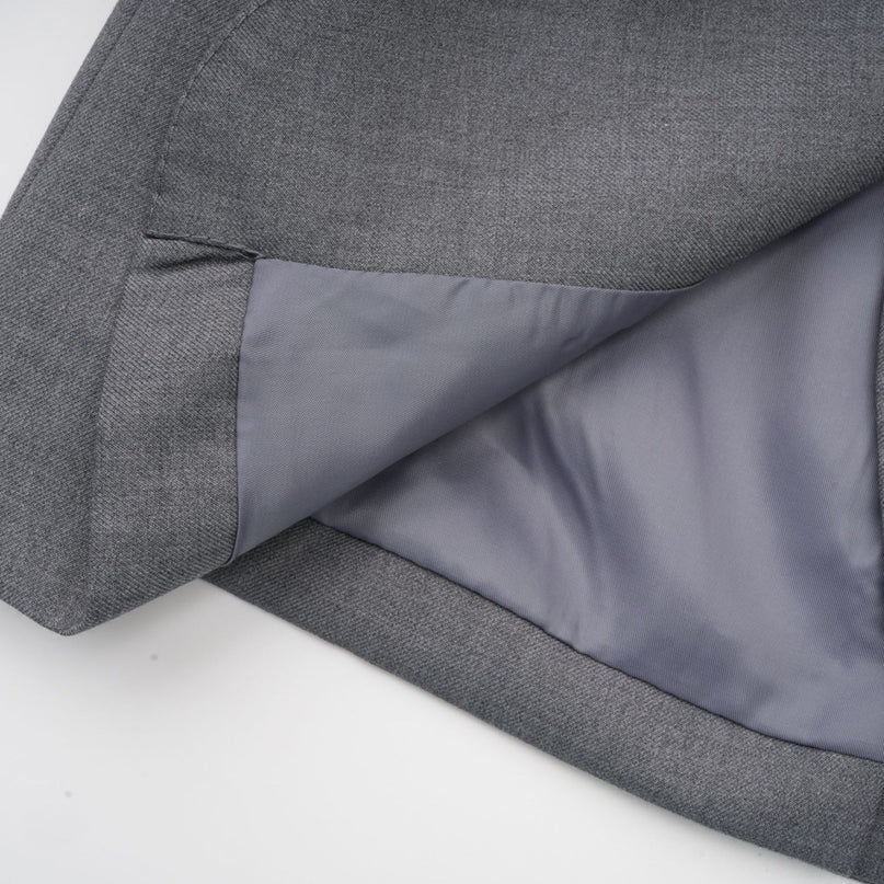 Rita Grey Blazer Terylene Cotton Long Sleeve Lapels Inset Pockets Belted Waist Buttoned Cuffs