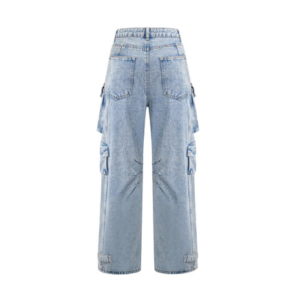 Roberta Blue Cotton Cargo Trousers