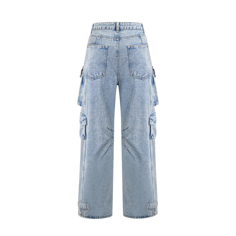 Roberta Blue Cotton Cargo Trousers