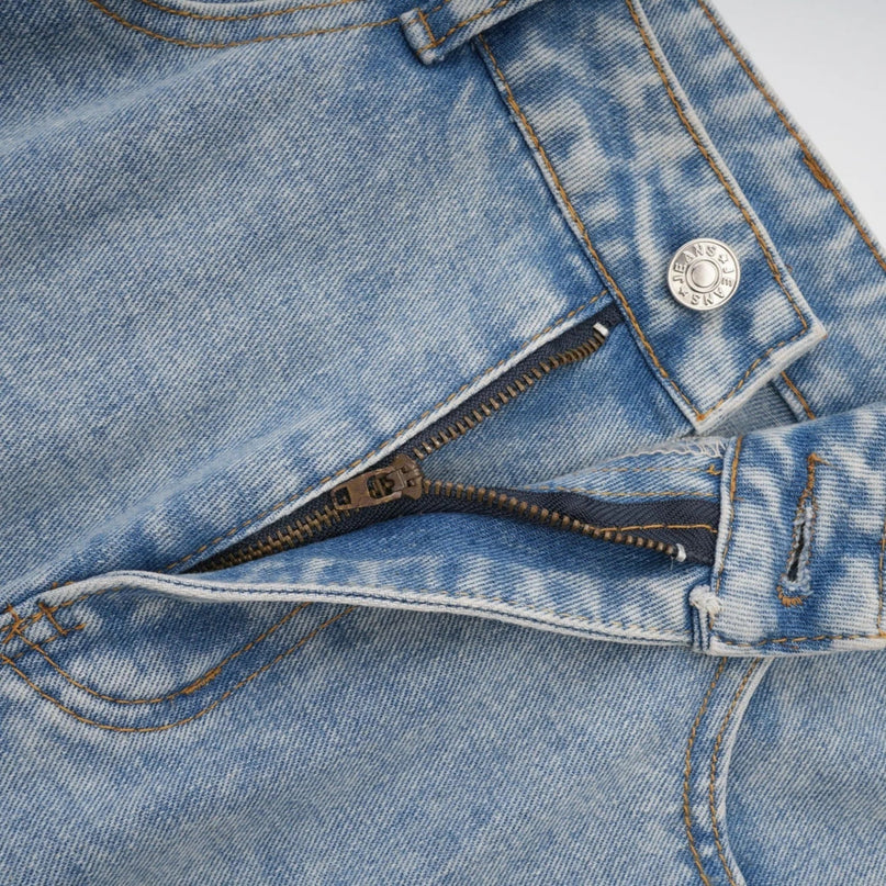 Roberta Blue Cotton Wide Leg Trousers Cargo Pockets High Waisted Belt Loops