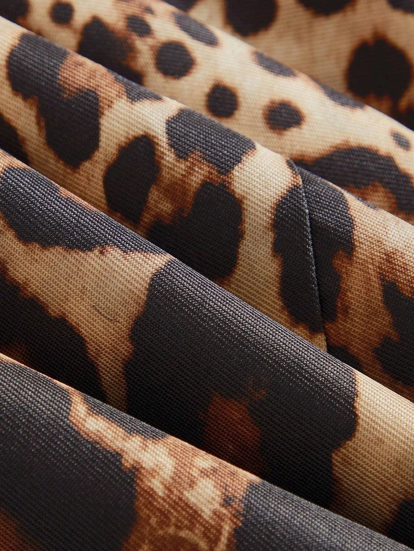 Roman Holiday European amp American Style Sleeveless Pleated VNeck Waisted Ombre Leopard Print