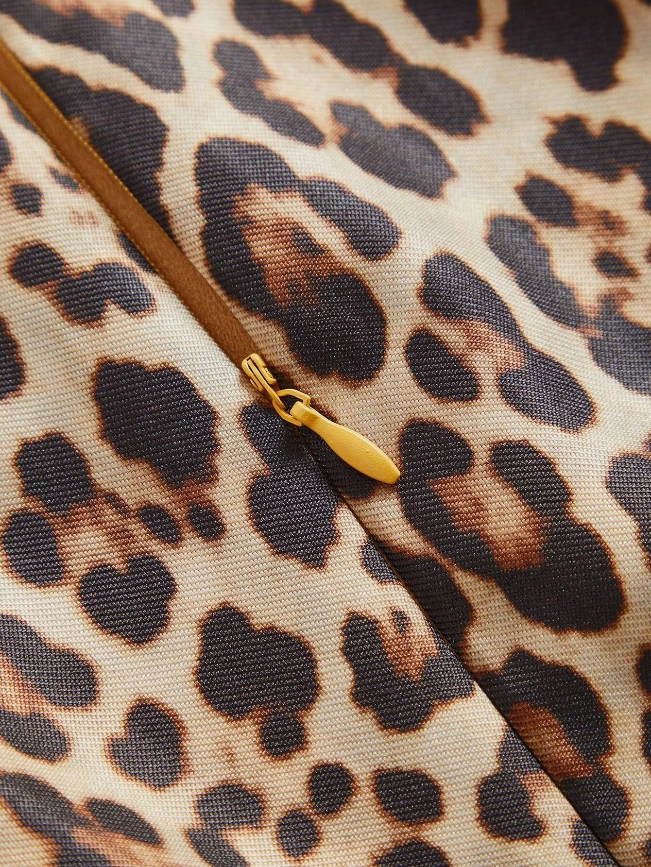 Roman Holiday European amp American Style Sleeveless Pleated VNeck Waisted Ombre Leopard Print