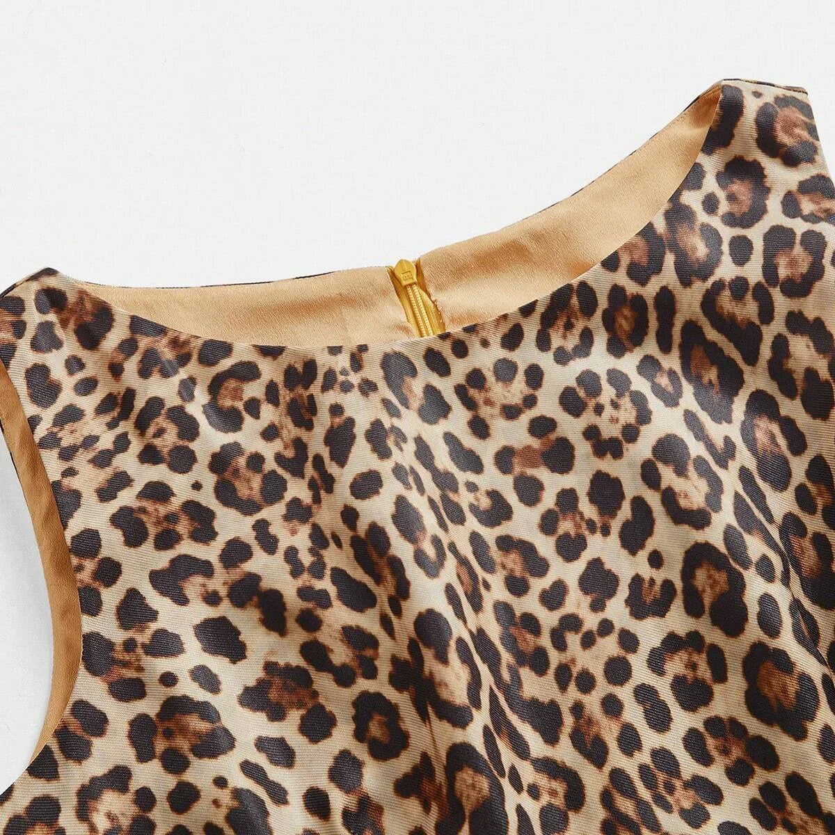 Roman Holiday European amp American Style Sleeveless Pleated VNeck Waisted Ombre Leopard Print