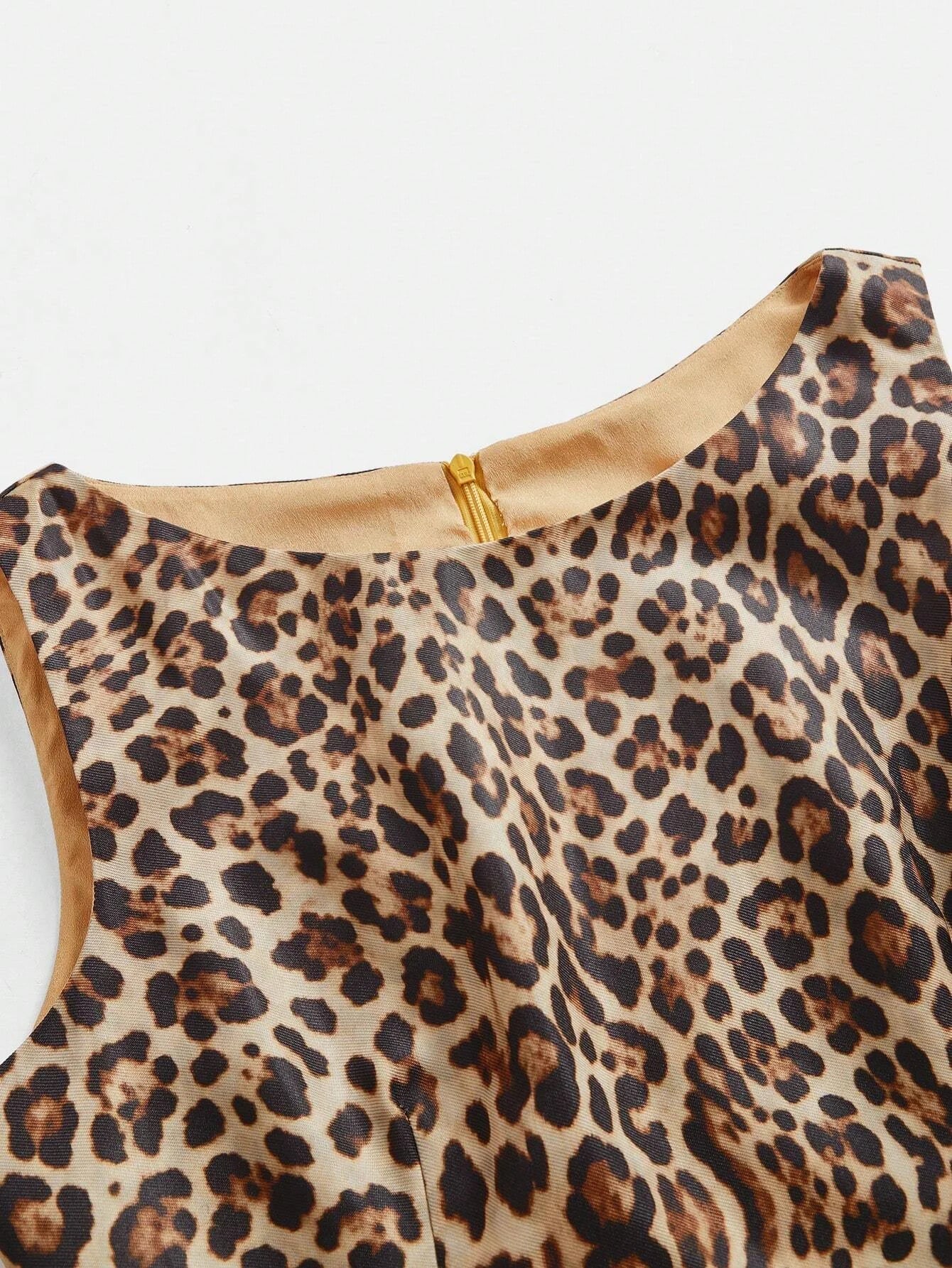 Roman Holiday European amp American Style Sleeveless Pleated VNeck Waisted Ombre Leopard Print