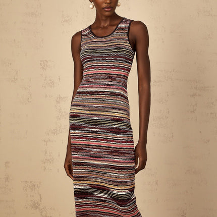 Rory Purple Crochet Knit Midi Dress