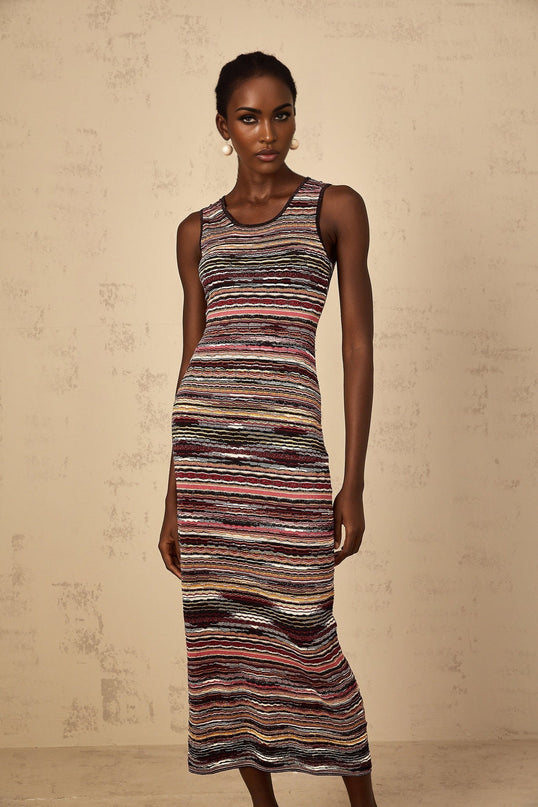 Rory Purple Crochet Knit Midi Dress