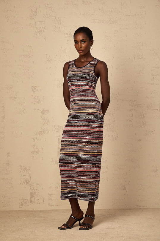 Rory Purple Crochet Knit Midi Dress