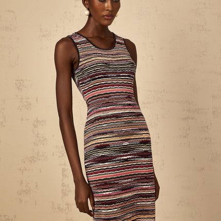Rory Purple Crochet Knit Midi Dress