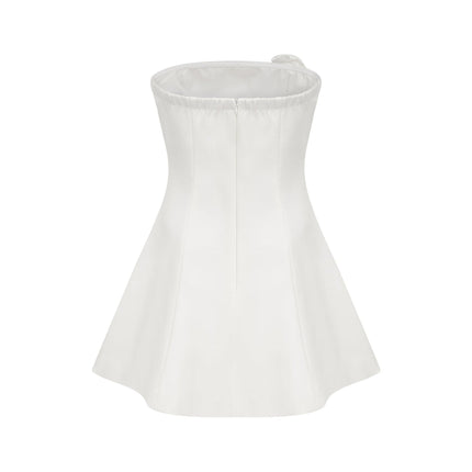 Rory White Mini Dress Flower Crystal Embellished