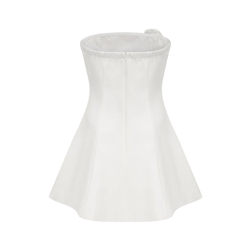 Rory White Mini Dress Flower Crystal Embellished