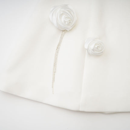 Rory White Mini Dress Flower Crystal Embellished