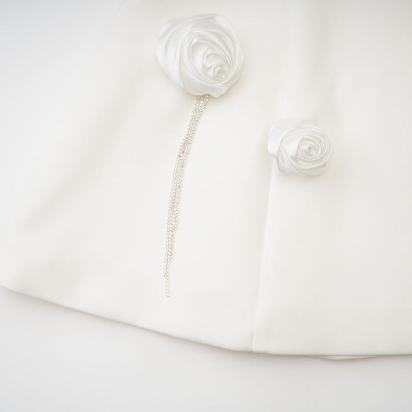 Rory White Mini Dress Flower Crystal Embellished