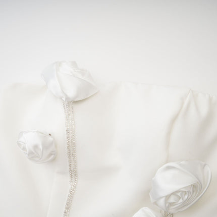 Rory White Mini Dress Flower Crystal Embellished