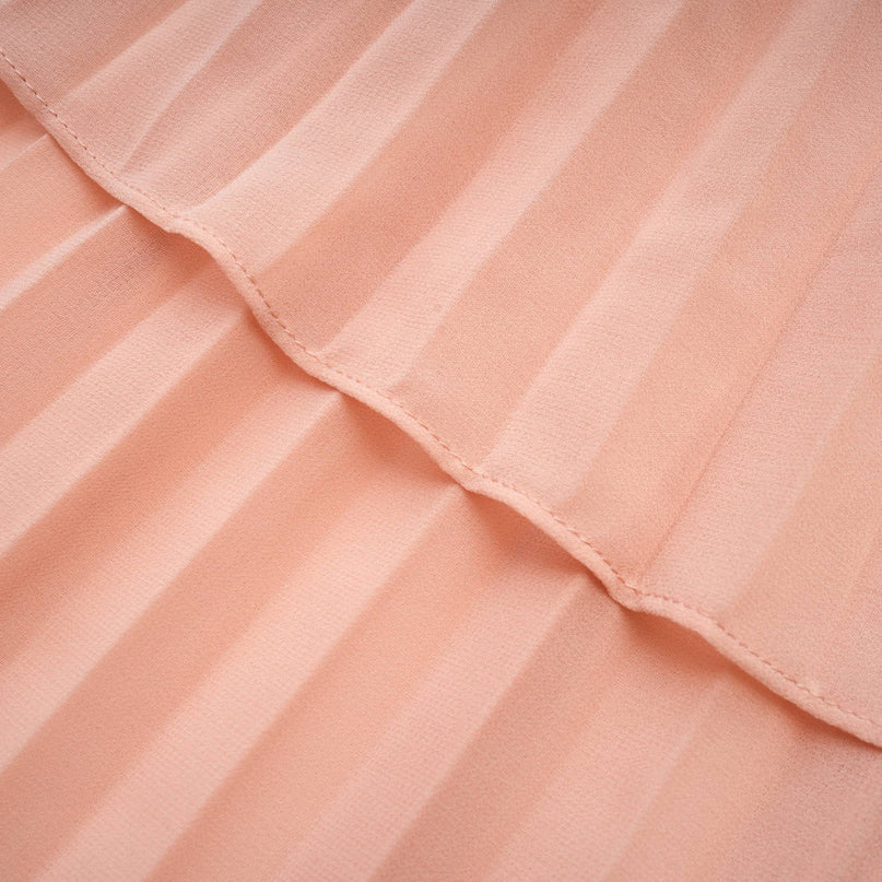 Rosa Pink Pleated Tiered Midi Dress Olympe