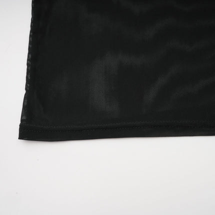 Rosalba Black Faux Fur Tulle and Faux Mink Fur Panelled Top