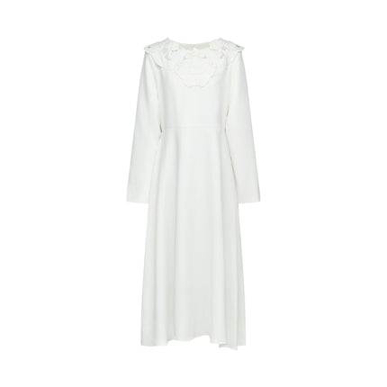 Rosalba White Floral Embroidered Midi Dress
