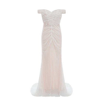 Rosalba White Sequin Off-shoulder Maxi Dress