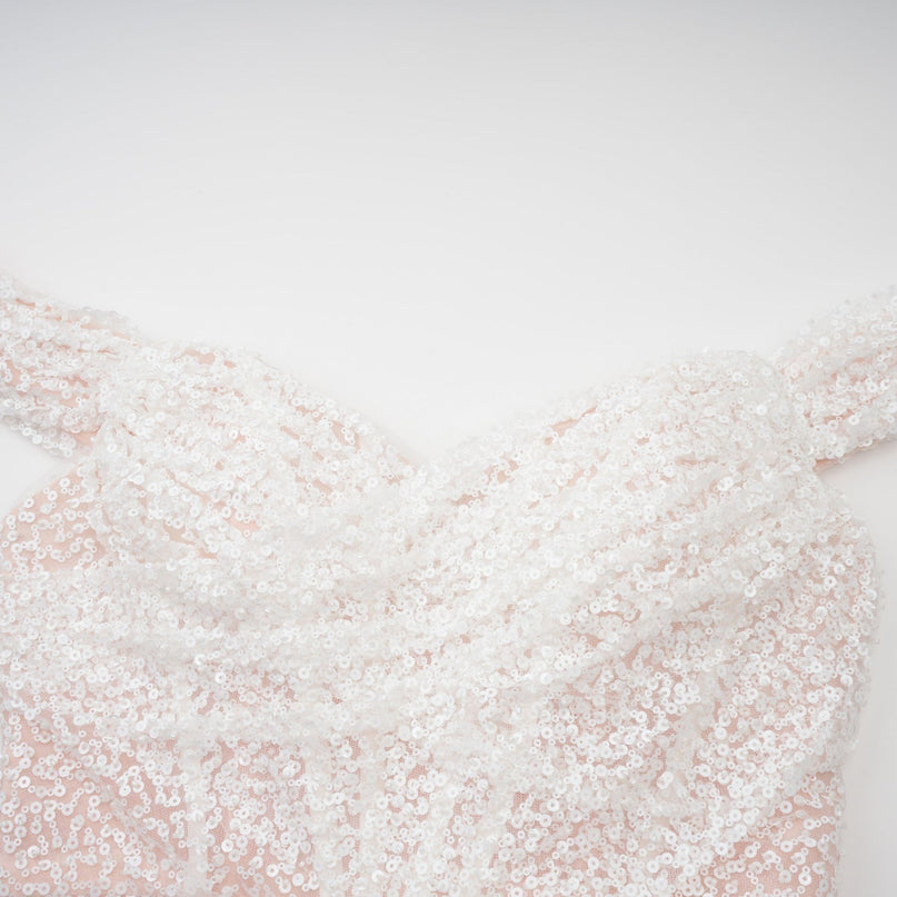 Rosalba White Sequin Off-shoulder Maxi Dress