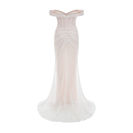 Rosalba White Sequin Off-shoulder Maxi Dress