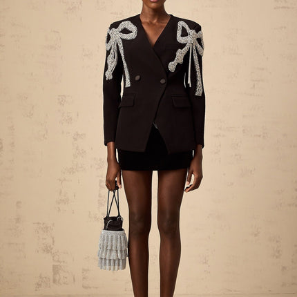 Rosalia Black Crystal Embellished Blazer