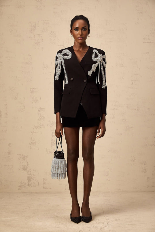 Rosalia Black Crystal Embellished Blazer