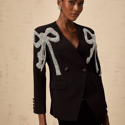 Rosalia Black Crystal Embellished Blazer