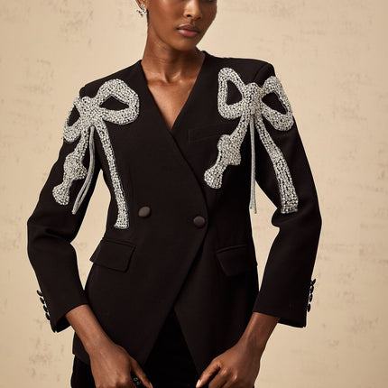 Rosalia Black Crystal Embellished Blazer