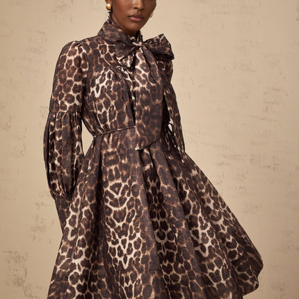 Rosalia Brown Leopard Print Mini Dress