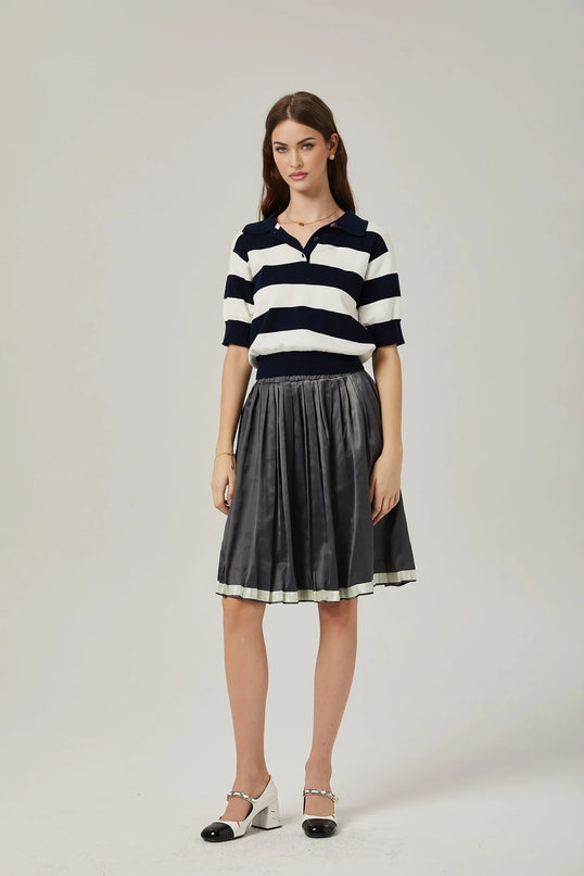 Rosalie colorblocked pleated skirt