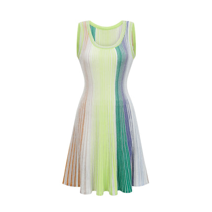 Rosalie Green Sequin Striped Mini Dress Metallic Threading Sleeveless Square Neck Wide Straps Pleated Detailing Thigh-Length Silhouette Luxurious Blend