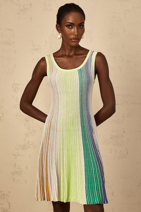Rosalie Green Sequin Striped Mini Dress