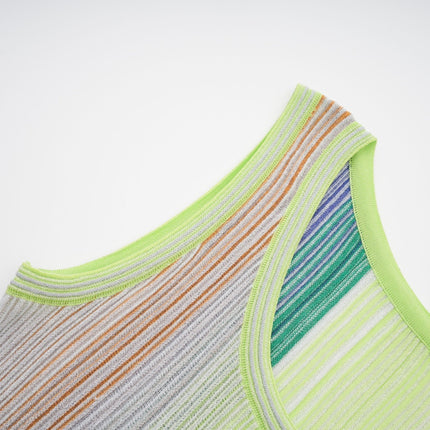 Rosalie Green Sequin Striped Mini Dress Metallic Knit Sleeveless Square Neck Wide Straps Pleated Detailing Thigh-Length Luxurious Blend Slip-On Style
