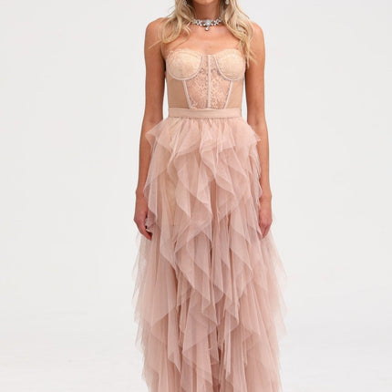 Rosalie Lace Sleeveless Dress in Neutrals