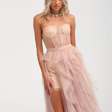 Rosalie Lace Sleeveless Dress in Neutrals