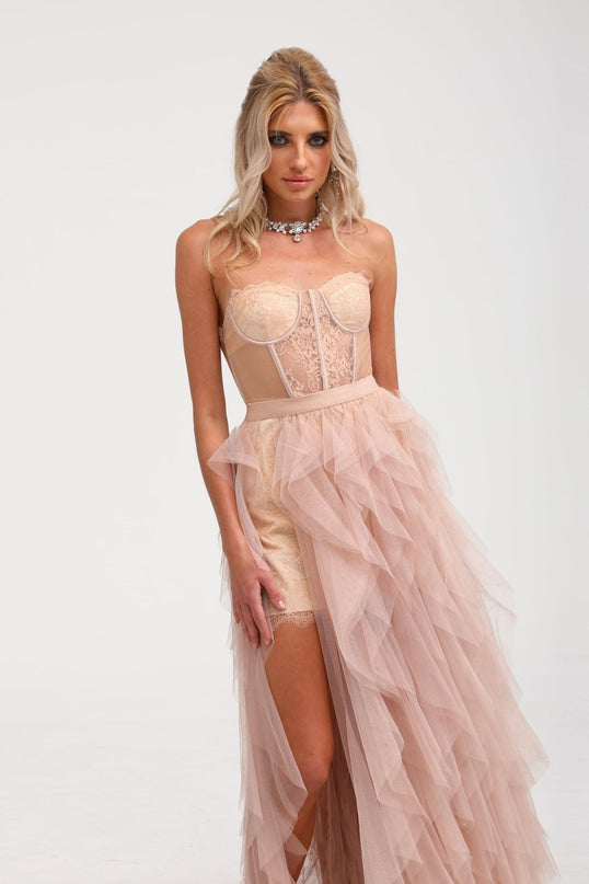 Rosalie Lace Sleeveless Dress in Neutrals