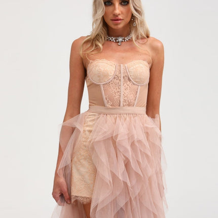 Rosalie Lace Sleeveless Dress in Neutrals