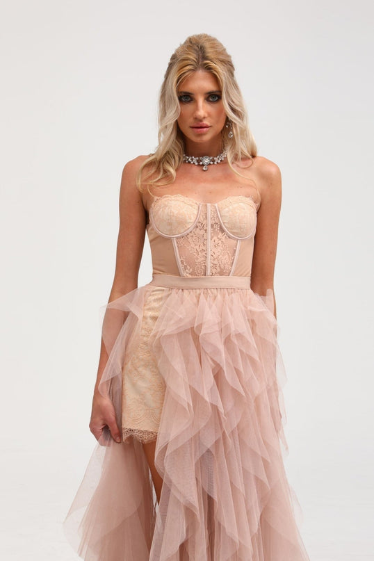 Rosalie Lace Sleeveless Dress in Neutrals