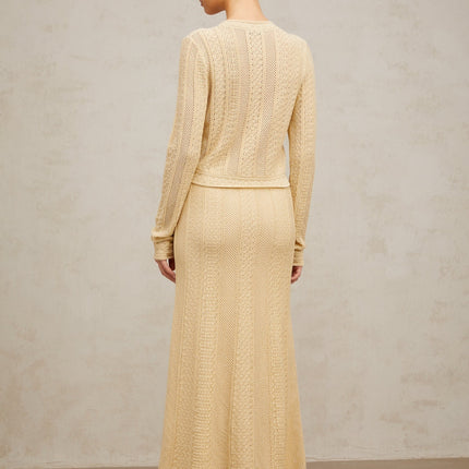 Rosalie Neutrals Pointelle Knit Cardigan Skirt Set