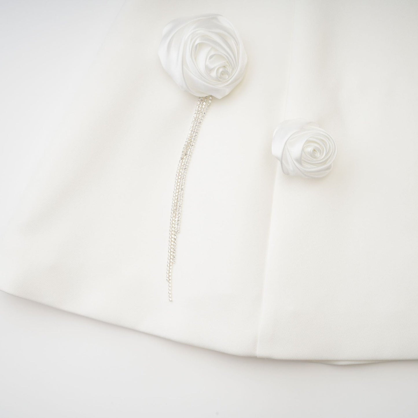 Rosalie white fauxflower mini dress