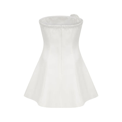 Rosalie white fauxflower mini dress
