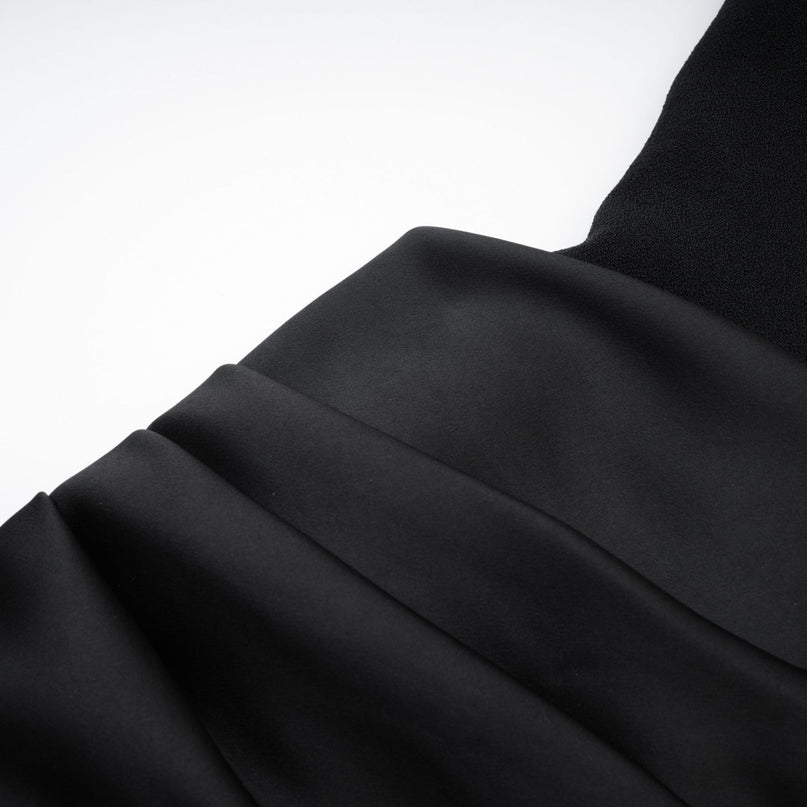 Rosanna Black Maxi Dress with Pleated Detailing and Flared Hem in 100% Terylene Fiber