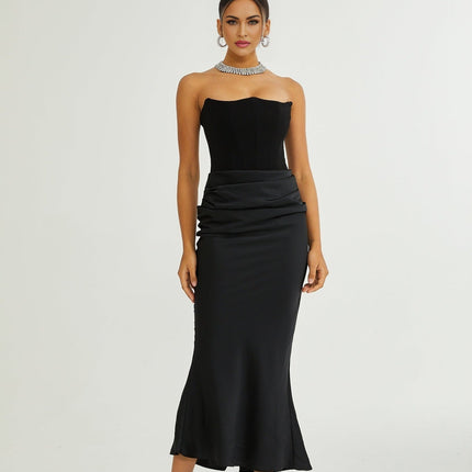 Rosanna Black Maxi Dress with Pleated Detailing and Flared Hem