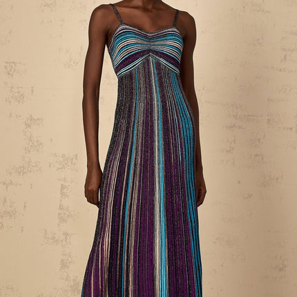Rosaura Purple Sequin Stripe Maxi Dress