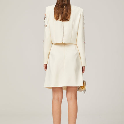 Rosaura White Crystal Embellished Skirt Top Set