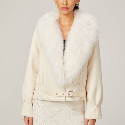 Rosaura White Faux Fur Coat Jacket