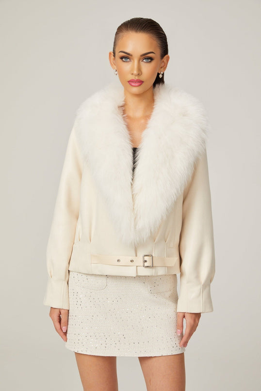 Rosaura White Faux Fur Coat Jacket