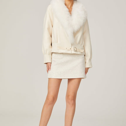 Rosaura White Faux Fur Coat Jacket