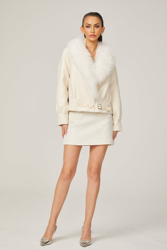 Rosaura White Faux Fur Coat Jacket