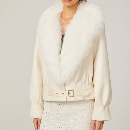 Rosaura White Faux Fur Suede Jacket