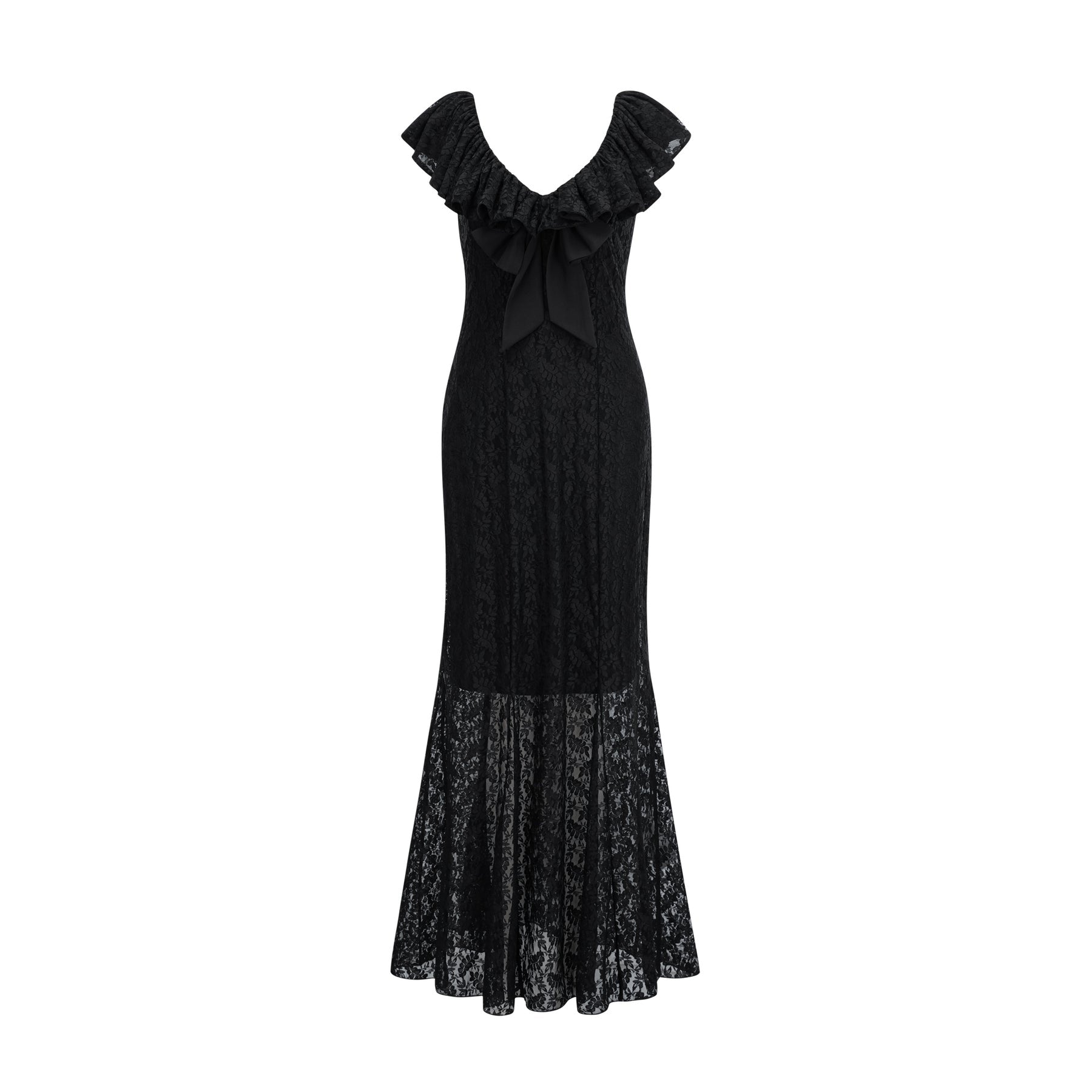 Roseline ruffledtrim florallace gown